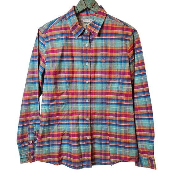 Panhandle Rough Stock Women's Bright Plaid Long Sleeve Button Down, M, NWT - Picture 1 of 7